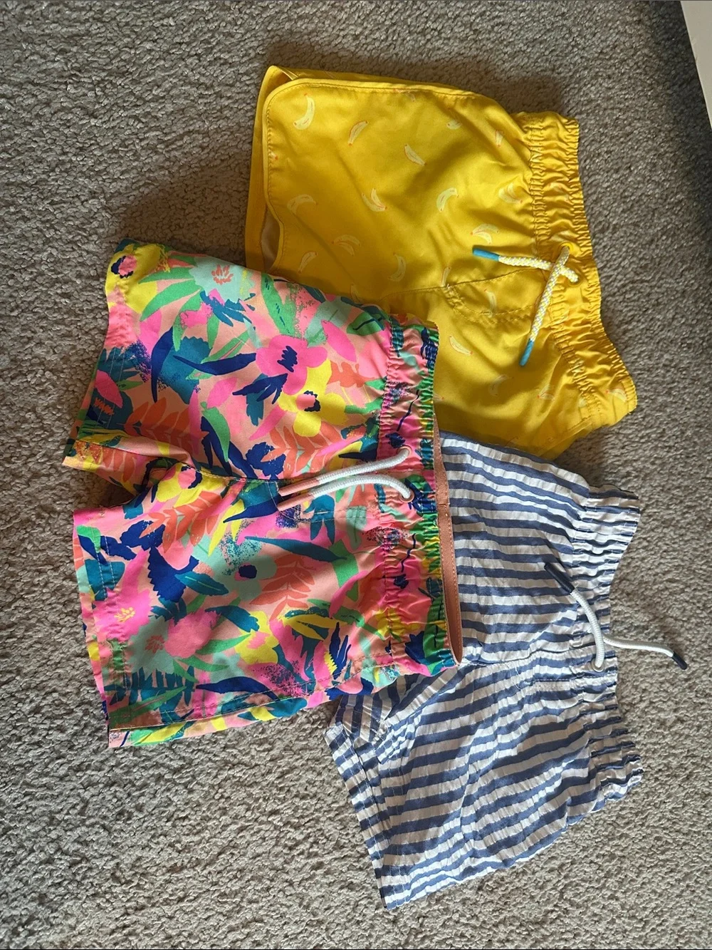 Cat & Jack Kids 3-Pack Swim Trunks - Yellow, Multicolor, Blue/White- Size 2T